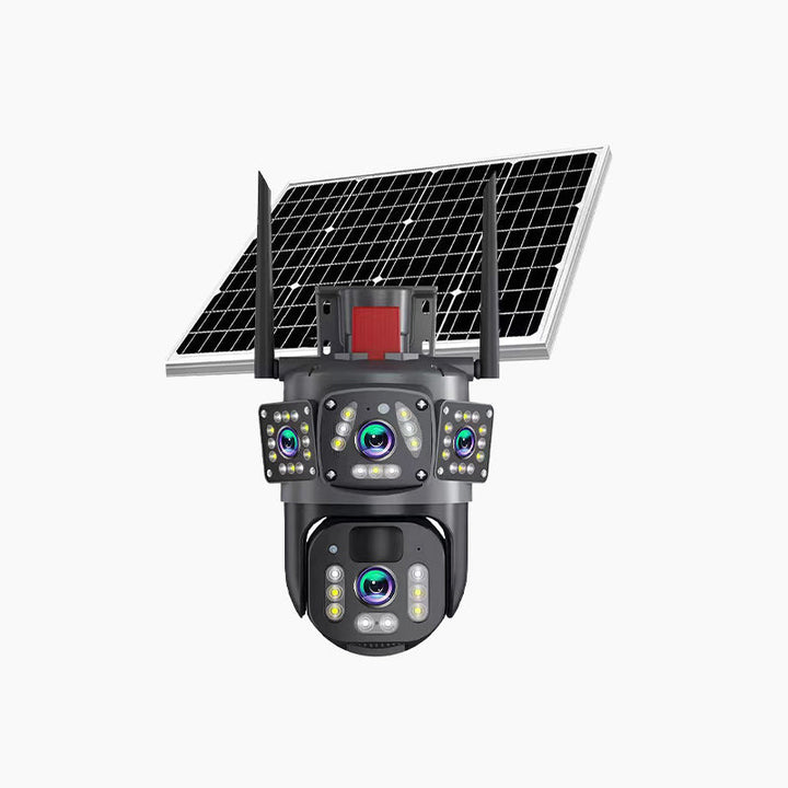 Solar WLAN Außenkamera 9MP mit PTZ, 360° Überwachung & Farb-Nachtsicht für Smart Home Sicherheit.