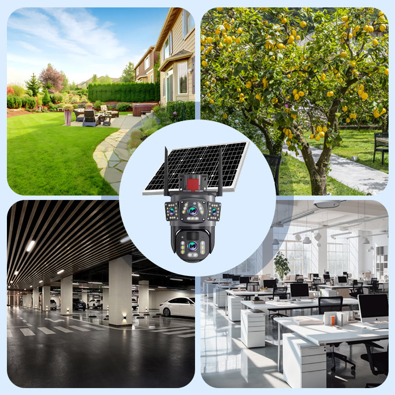 Kabellose Smart Home Überwachungskamera 9MP mit Solarpanel. Wetterfest & PTZ-Steuerung für maximale Sicherheit.