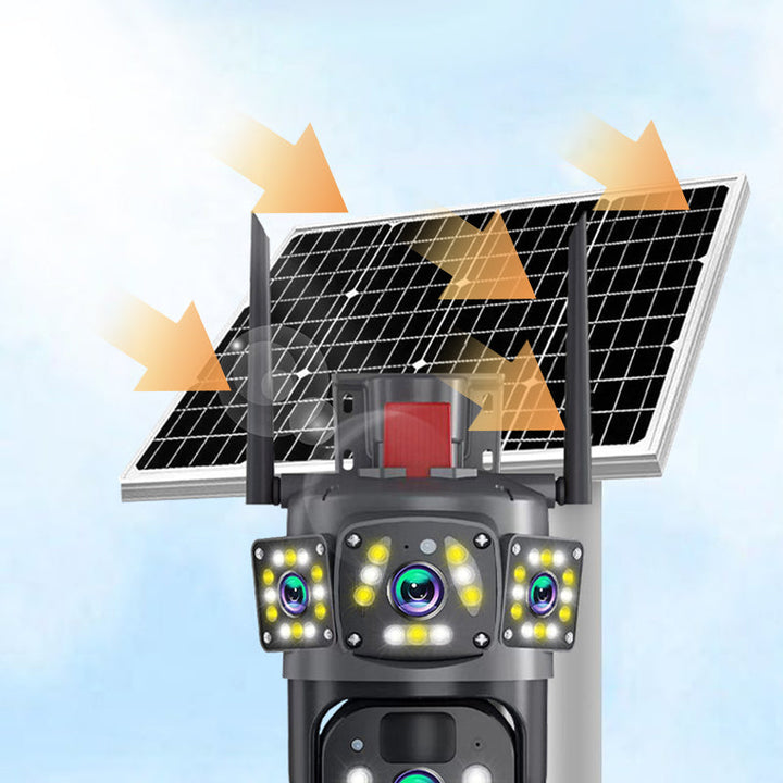 Leistungsstarke 9MP Solar WLAN PTZ Kamera für Außen. Zuverlässige Gartenüberwachung mit Farb-Nachtsicht & 2-Wege-Audio.