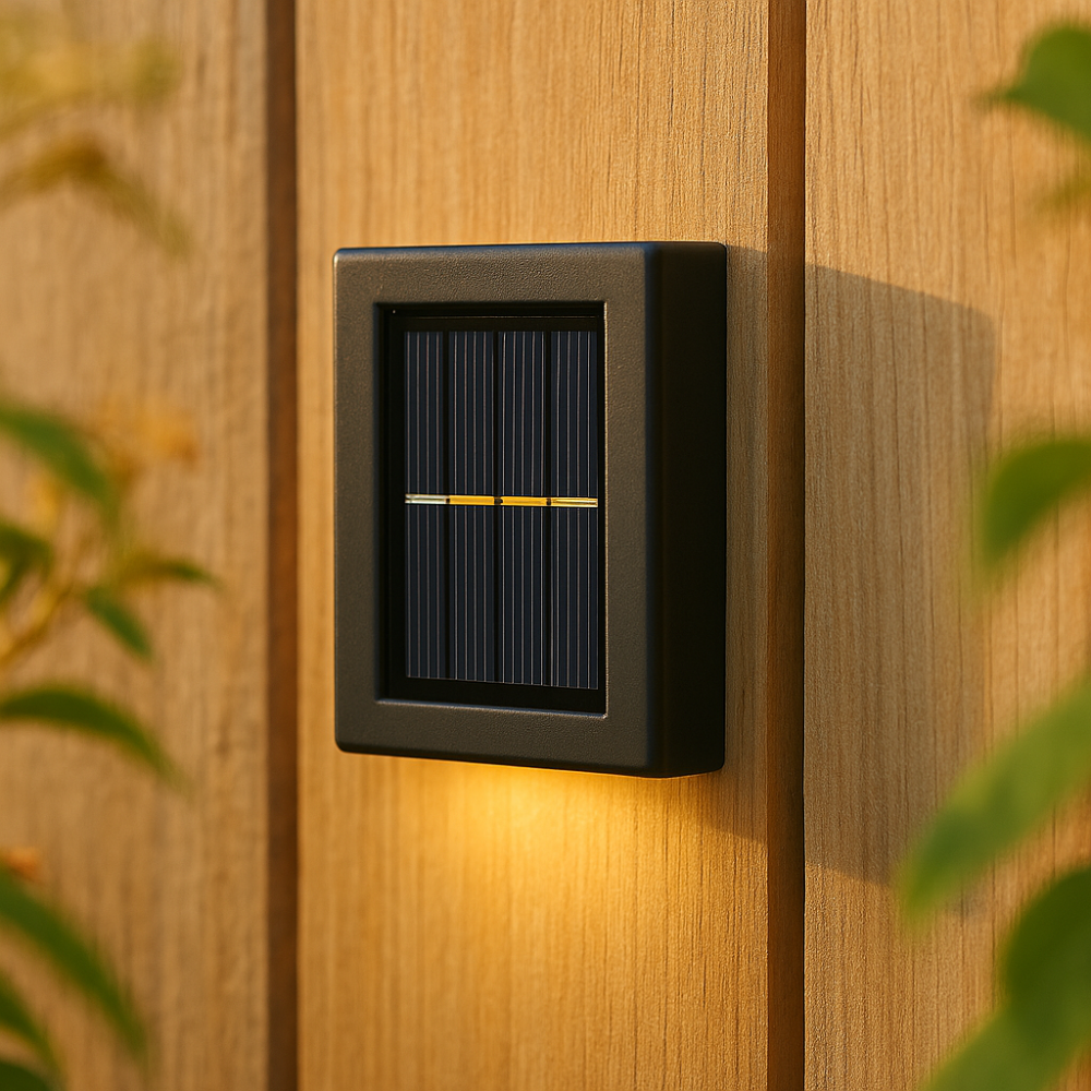 Moderne Solarleuchte LED für den Außenbereich, wetterfest und umweltfreundlich.