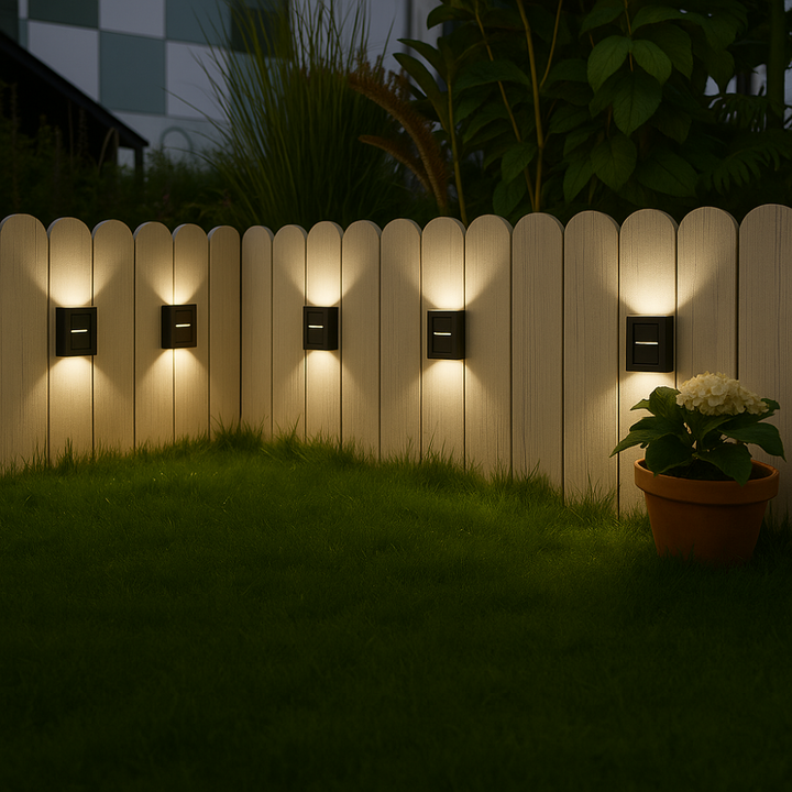 Nachhaltige Solar Wandlampe LED für Terrassen- und Gartenbereiche, kabellos & helles Licht.
