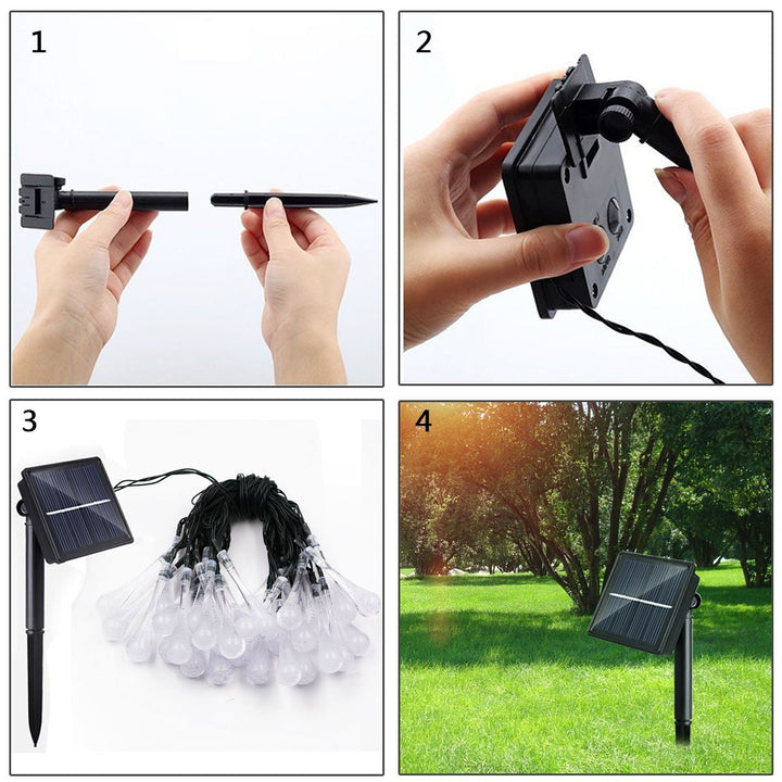 Romantische Wassertropfen Solarlichterkette, LED Deko für stimmungsvolle Garten- und Innenbeleuchtung.