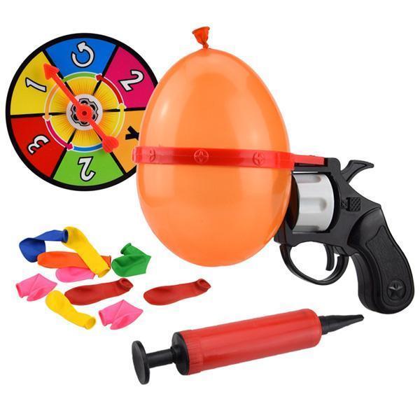 Actiongeladenes Roulette Ballonpistolen Partyspiel, perfekt für unterhaltsame Abende und spannende Herausforderungen.