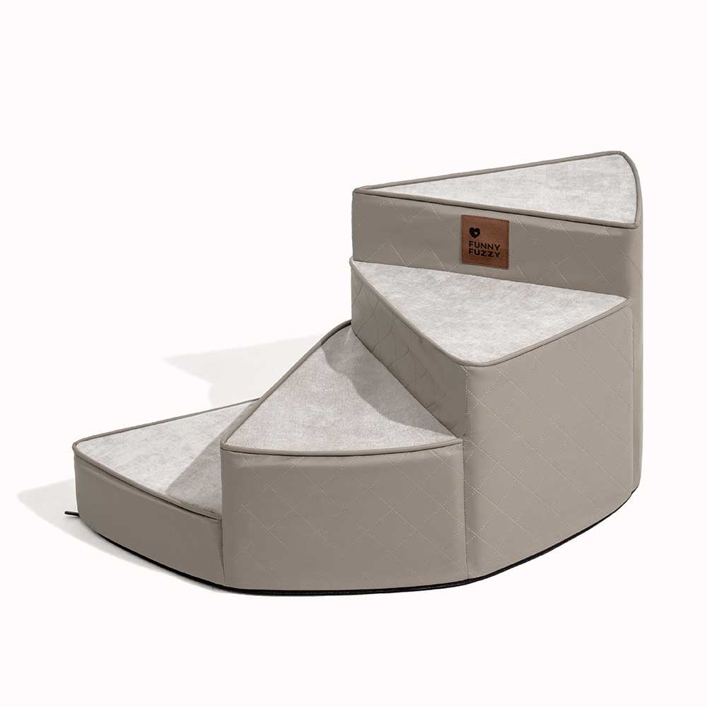 Stilvolle Haustiertreppe Kunstleder spiral, platzsparend und robust.