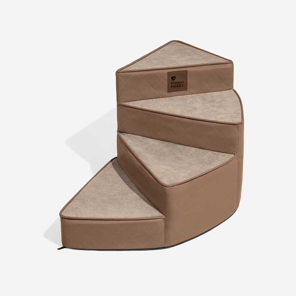 Spiralförmige Haustiertreppe, Kunstleder, schützt Gelenke, pflegeleichter Tierbedarf.