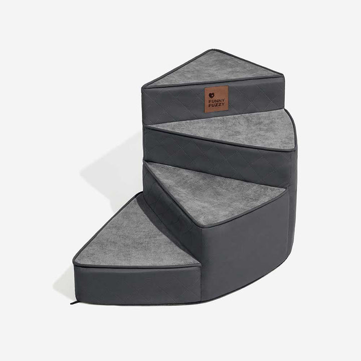 Moderne Haustiertreppe spiral, Kunstleder, pflegeleicht, für Sofa & Bett.