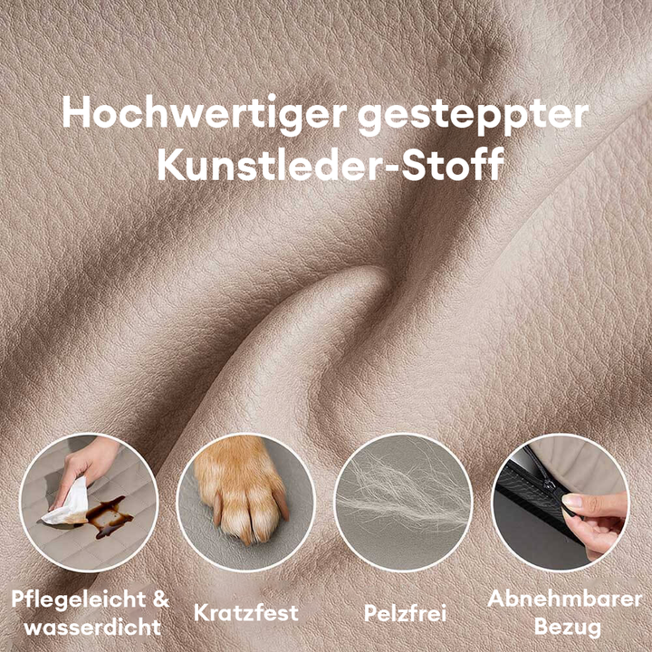 Moderne Spiraltreppe für Haustiere aus Kunstleder, platzsparend im Wohnzimmer.