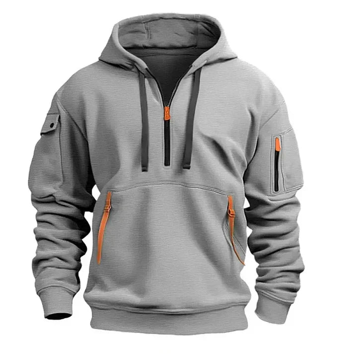 Sportlicher Herren Kapuzenpullover mit Halbreißverschluss, bequem für Freizeit & Outdoor-Aktivitäten.
