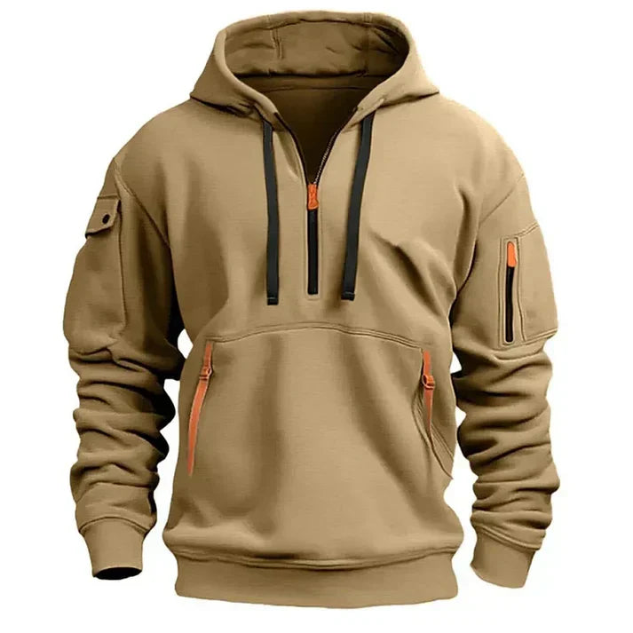 Bequemer, warmer Herren Hoodie mit Halbreißverschluss, ideal für Sport und entspannte Tage.