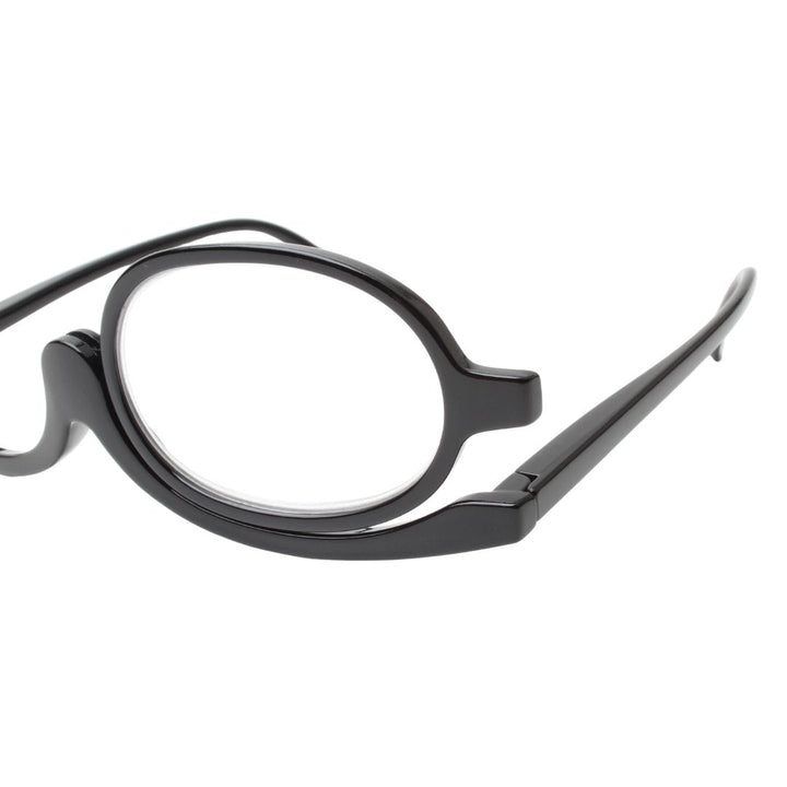 Präzisions-Makeupbrille mit schwenkbarer Linse. Perfekt zum Auftragen von Kosmetik bei Sehschwäche.