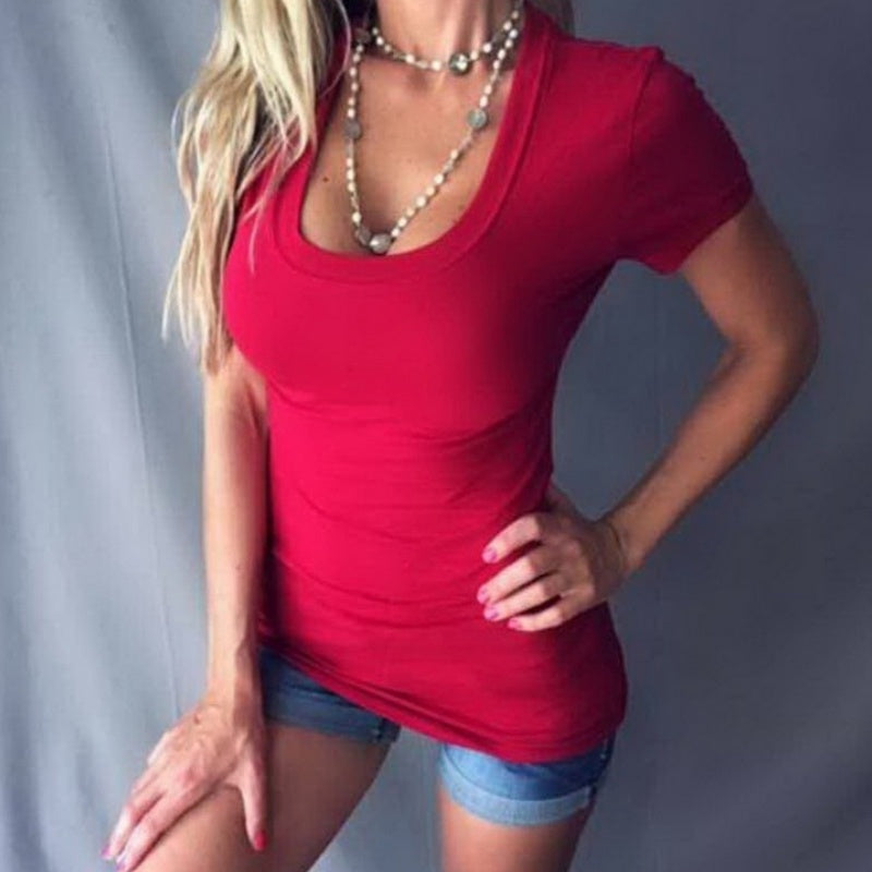 Vielseitiges Damen V-Ausschnitt Top für Freizeit. Elegant und bequem für jeden Sommertag, unifarben.
