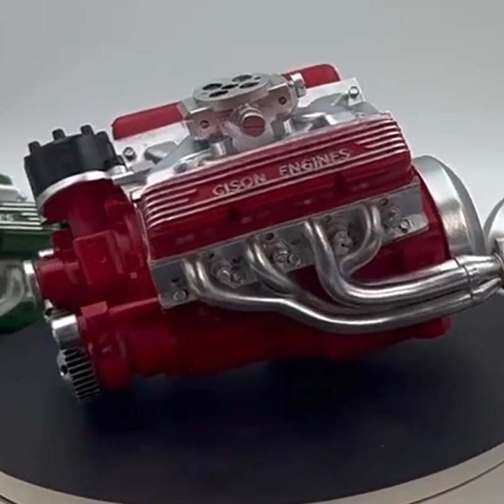 Hochglänzender CISON Mini-V8 Benzinmotor als Bausatz, hochwertiges Motormodell mit CDI-Zündung.