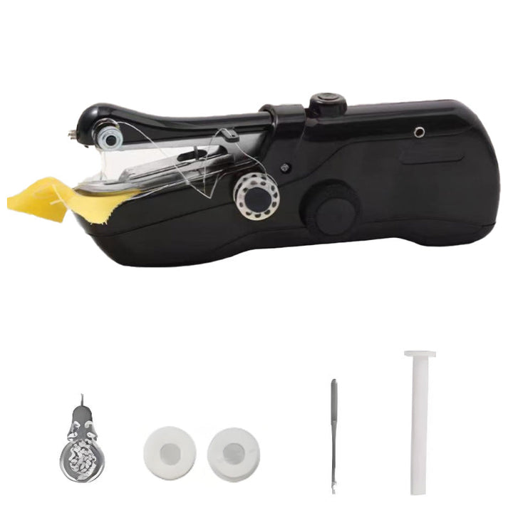 Tragbare Mini-Nähmaschine, ergonomisch designt. Ideal zum Nähen lernen, für Anfänger & kreative Handarbeitsprojekte.