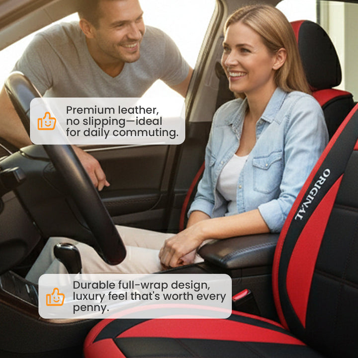 Set universeller PU-Leder Autositzbezüge für zwei Vordersitze, kompletter Schutz & Styling.