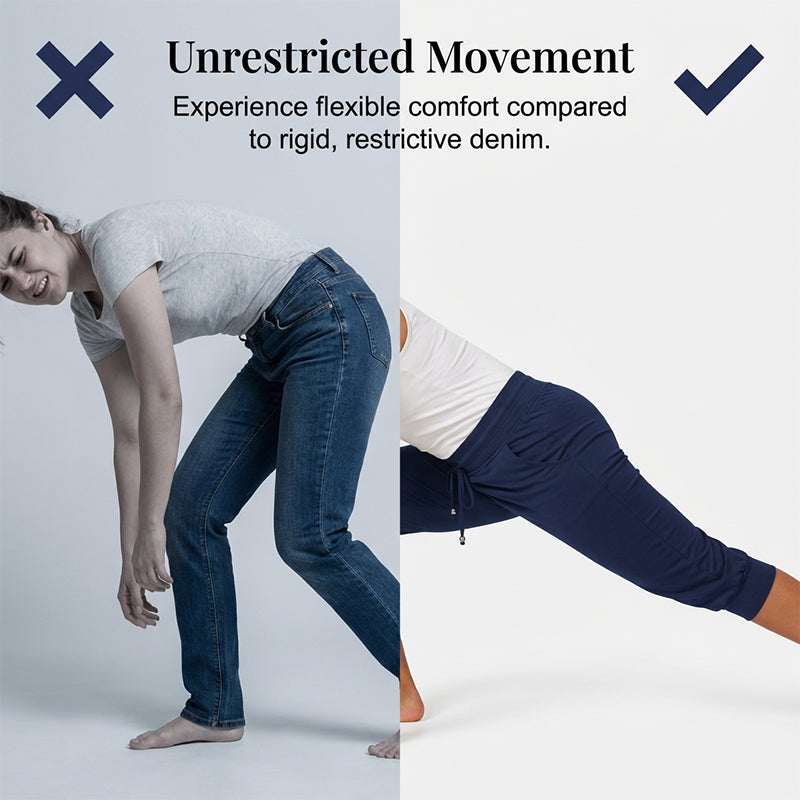 Model trägt bequeme Damen 7/8 Lounge-Jogginghose mit Kordelzug für einen entspannten Look.