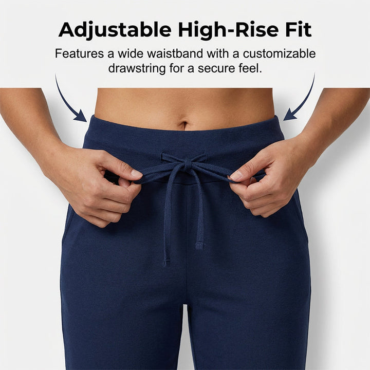 Stylische Damen Freizeithose 7/8 mit Kordelzug & Seitentaschen, perfekt für einen aktiven Alltag.