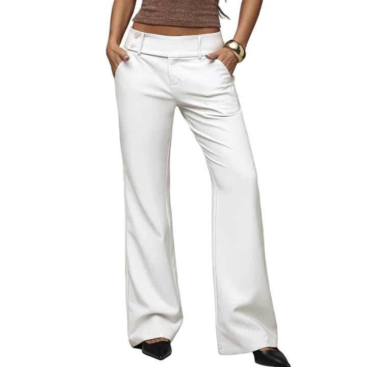 Damen Anzughose High Waist mit weitem Bein. Elegant & knitterarm für Business & Alltag.
