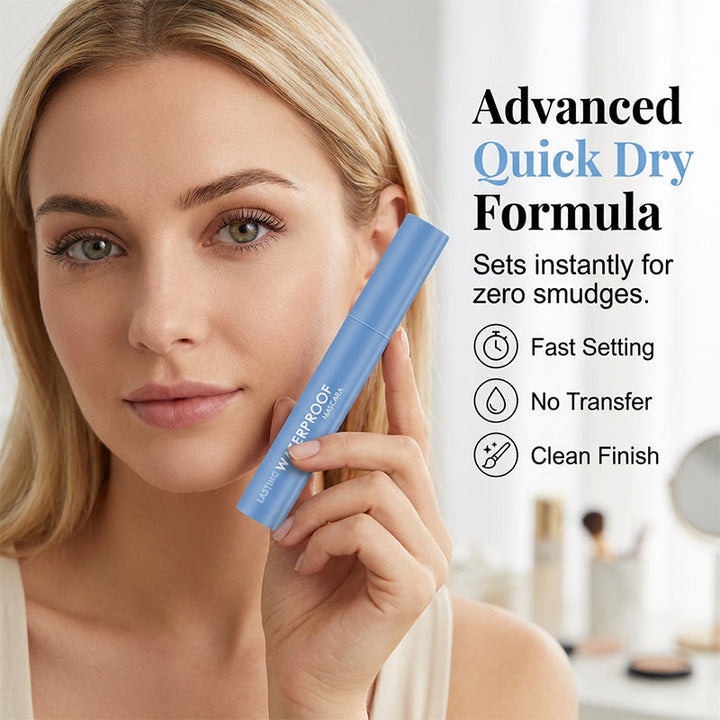 Damen Kosmetik: Wasserfeste Mascara, die Wimpern maximales Volumen und Länge verleiht, schnell trocknet.