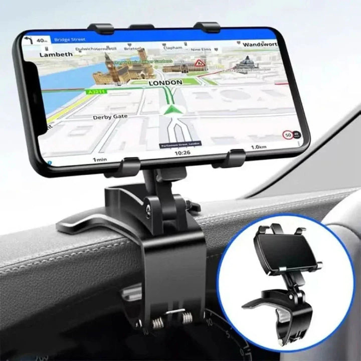 Stabile Auto-Handyhalterung für sicheren Halt am Dashboard; ideal für Smartphone-Navigation im Fahrzeug.
