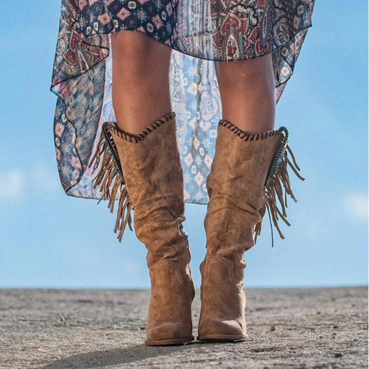 Stilvolle Damen Westernstiefeletten, bequeme Cowboystiefel für jeden Anlass, ideal für Herbstmode.