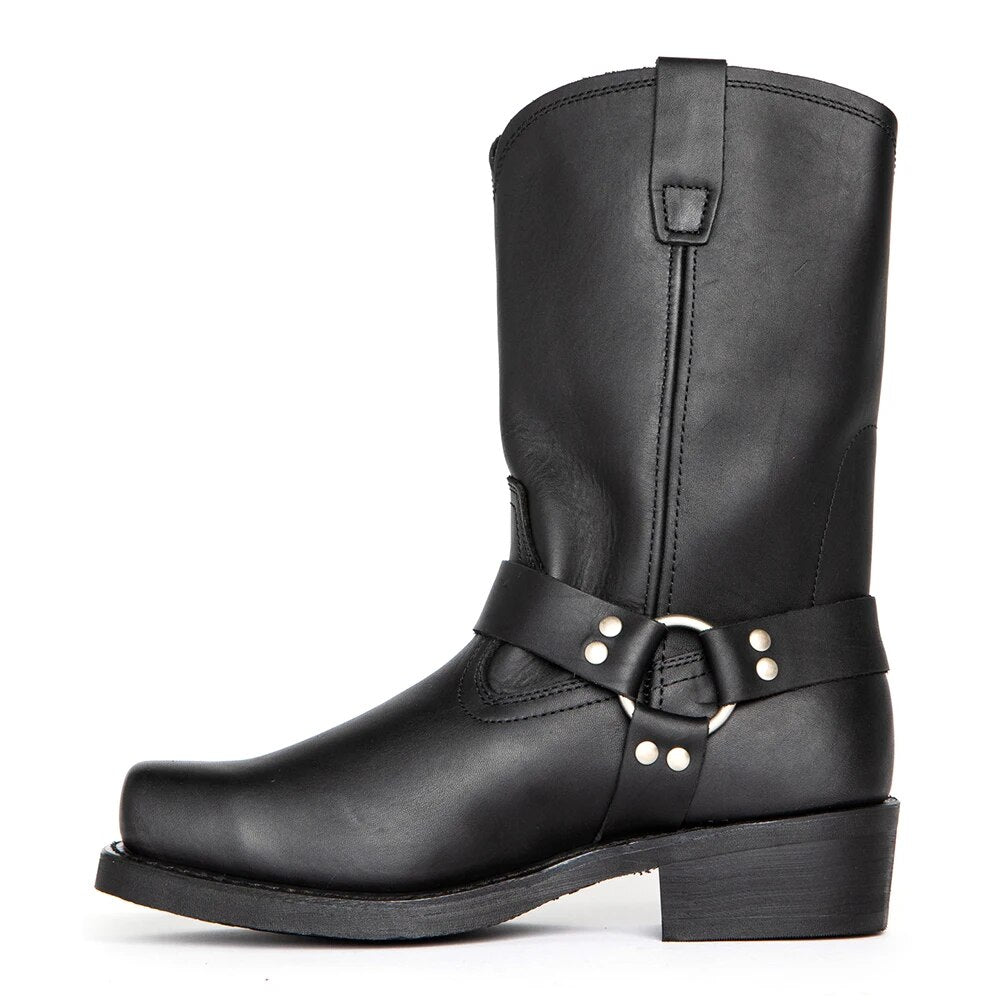 Robuste, bequeme Herren Leder Cowboy Stiefel Darius in klassischem Braun. Perfekt für stilvolle Herrenmode.