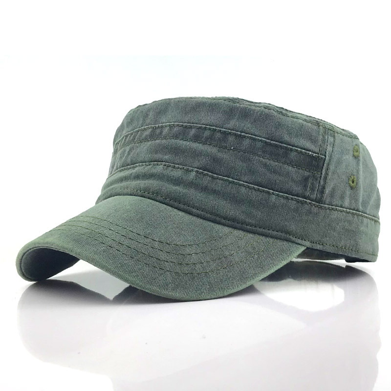 Stilvolle Herren Retro Army Mütze aus Baumwolle in Khaki, ideal für Freizeit und Outdoor-Aktivitäten.