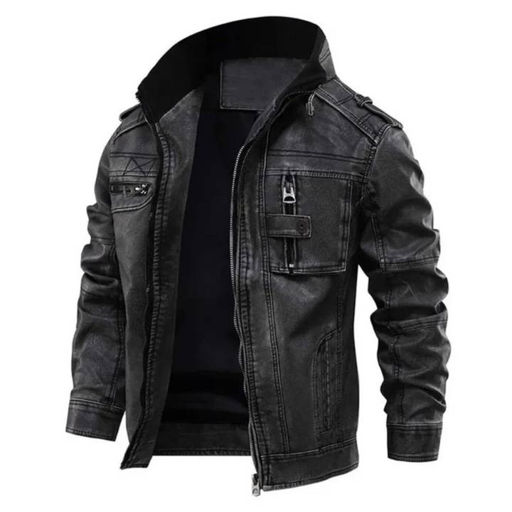 Elegante schwarze Herrenjacke, stilvoll für moderne Herrenmode, perfekt als Business Casual oder Freizeitjacke.