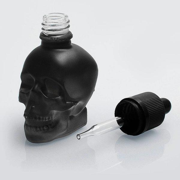 Vielseitige Totenkopf Glasflasche mit Pipette für DIY-Flüssigkeiten, Reisen und ätherische Öle.