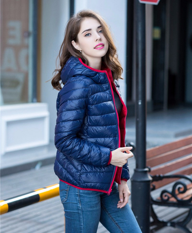 Windabweisende Damen Winterjacke, wendbar & stilvoll, für kalte Tage.
