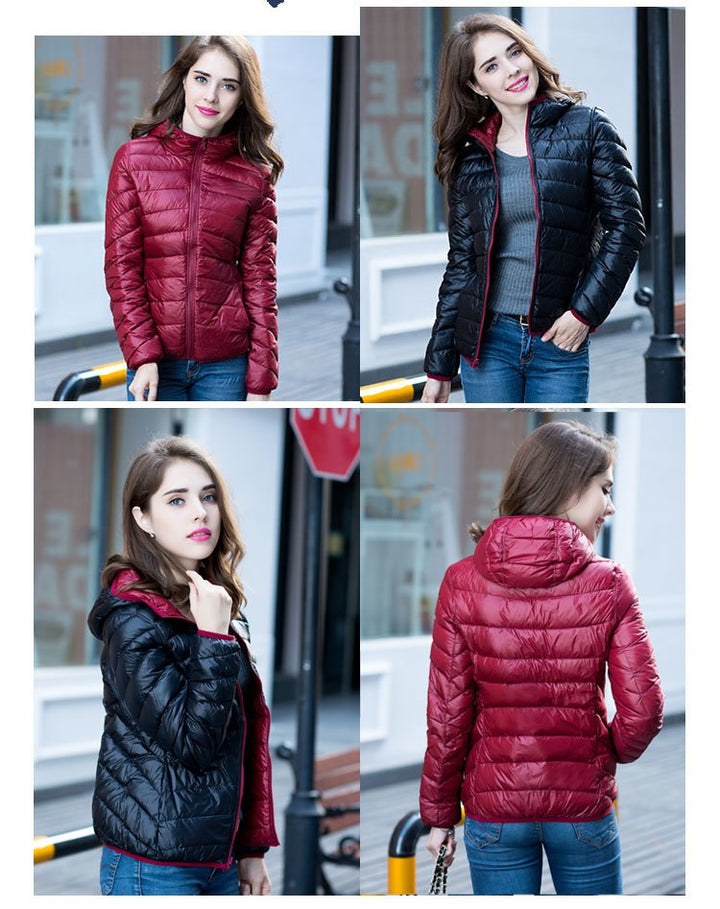 Vielseitige wendbare Damen Daunenjacke, warm & bequem.