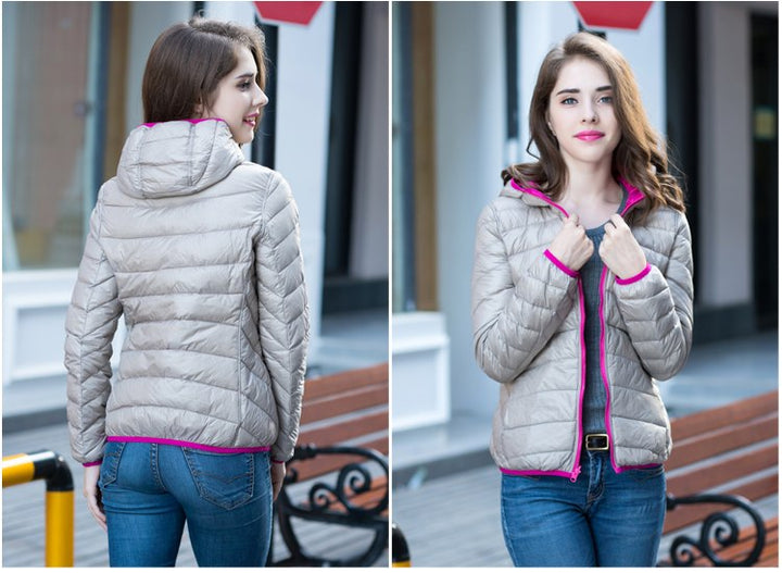 Stilvolle Daunenjacke Aurora, wendbar & leicht, ideal für den Winter.