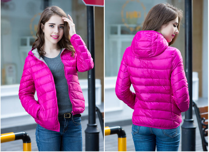 Warme, windabweisende Damenjacke, wendbar & stilvoll für den Winter.