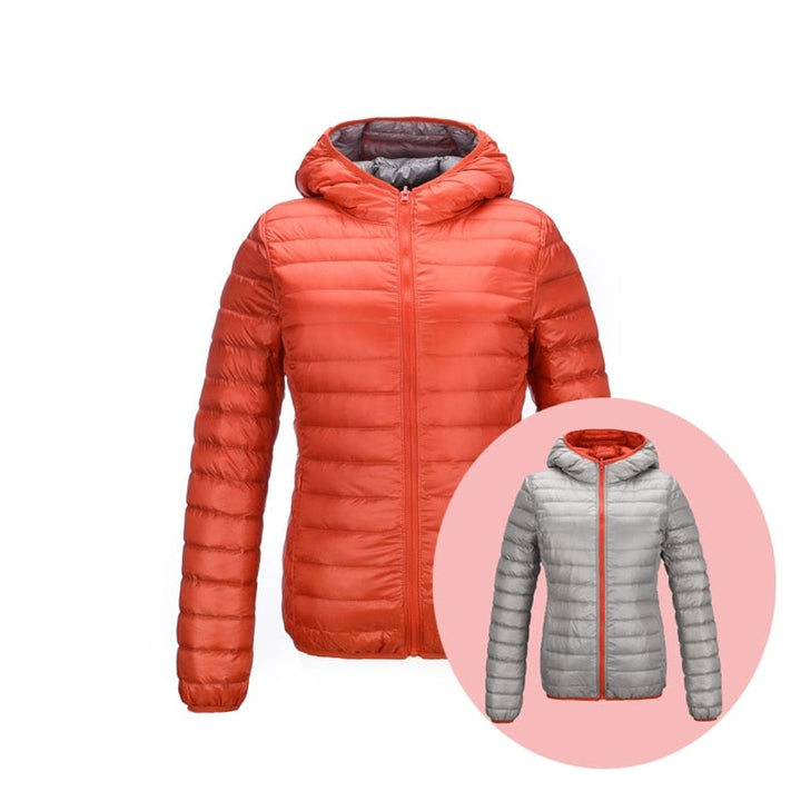 Vielseitige wendbare Winterjacke für Damen, modisch & leicht.
