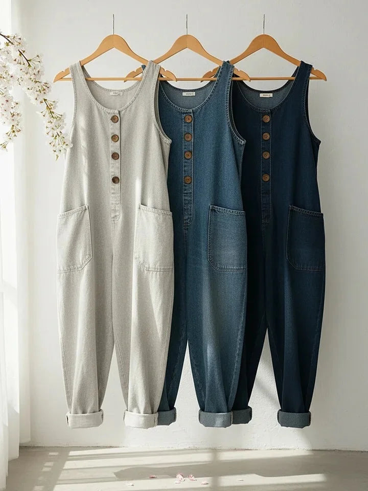 Vielseitiger Damen Overall, bequemer Freizeit-Einteiler für entspannte Tage im Frühling und Sommer.