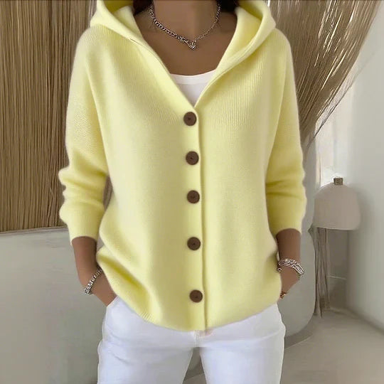 Stilvoller Damen Langarm Cardigan in A-Linie in zartem Rosa für elegante Freizeitmode, perfekt für Frühling/Herbst.
