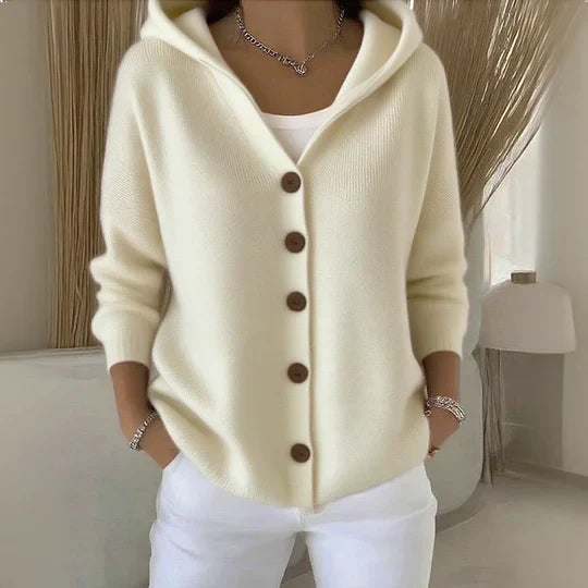 Eleganter grüner Damen Langarm Cardigan in A-Linie. Vielseitige Übergangsjacke für stylische Frühlings- und Herbst-Looks.