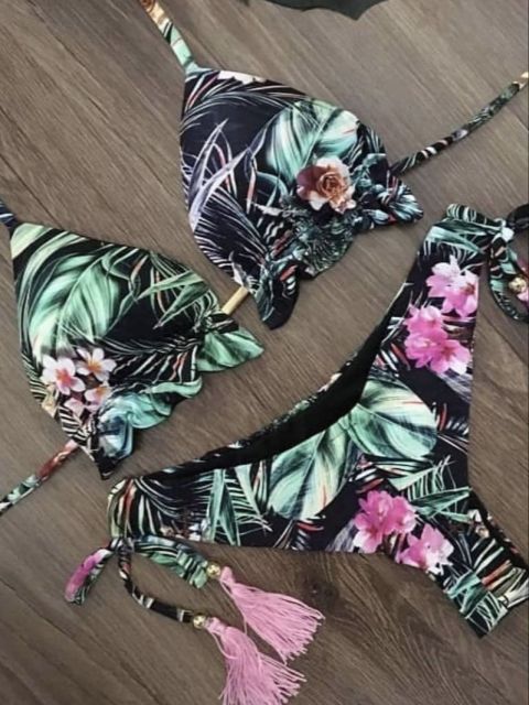 Stilvolles Damen Push-up Bikini-Set, komfortable Bademode für den Sommerurlaub.