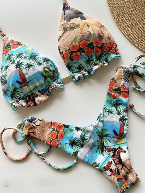 Sexy Damen Bikini-Set mit Push-up, ideal für Bademode und entspannte Sommerstunden.