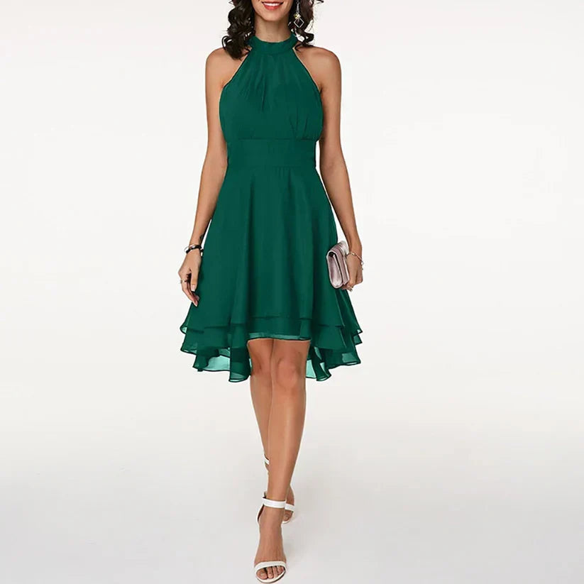 Chic Damen Rüschenkleid als Partykleid oder elegantes Freizeitkleid. Vielseitige Mode für Frühling und Sommer.