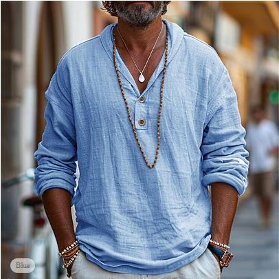 Elegantes Herrenhemd für Business Casual und Sommer. Bequemes Langarmhemd, perfekt für stilvolle Freizeitoutfits.