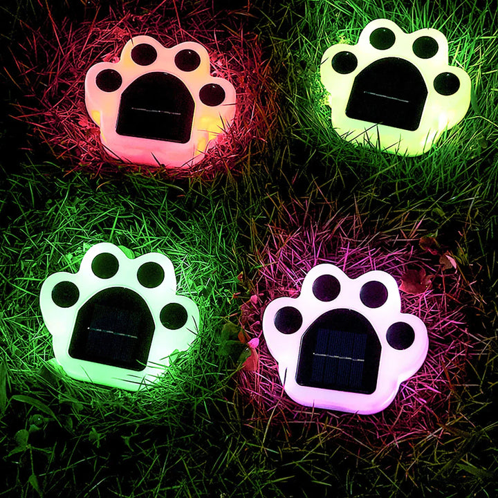 Set aus Solar LED Pfotenleuchten zur stimmungsvollen Gartenbeleuchtung. Ideal als wetterfeste Außenleuchte & Dekoration.