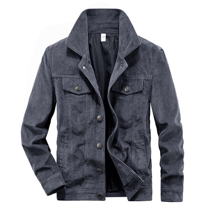 Komfortable Elias Herren Cordjacke in Kaffee-Braun. Dünne, stylische Übergangsjacke für lässige Eleganz im Alltag.