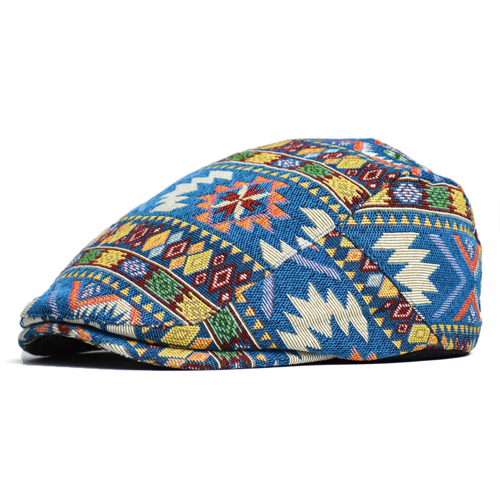 Geometrische Herren Baskenmütze, vielseitig einsetzbar für Frühling und Herbst. Elegantes Mode-Accessoire.