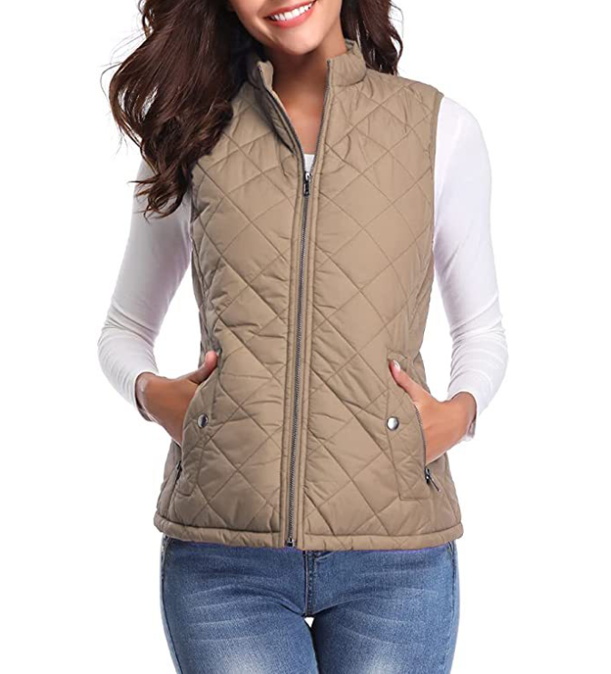 Leicht gefütterte Damenweste Lara mit Reißverschluss, perfekt als Übergangsjacke für kühle Tage.