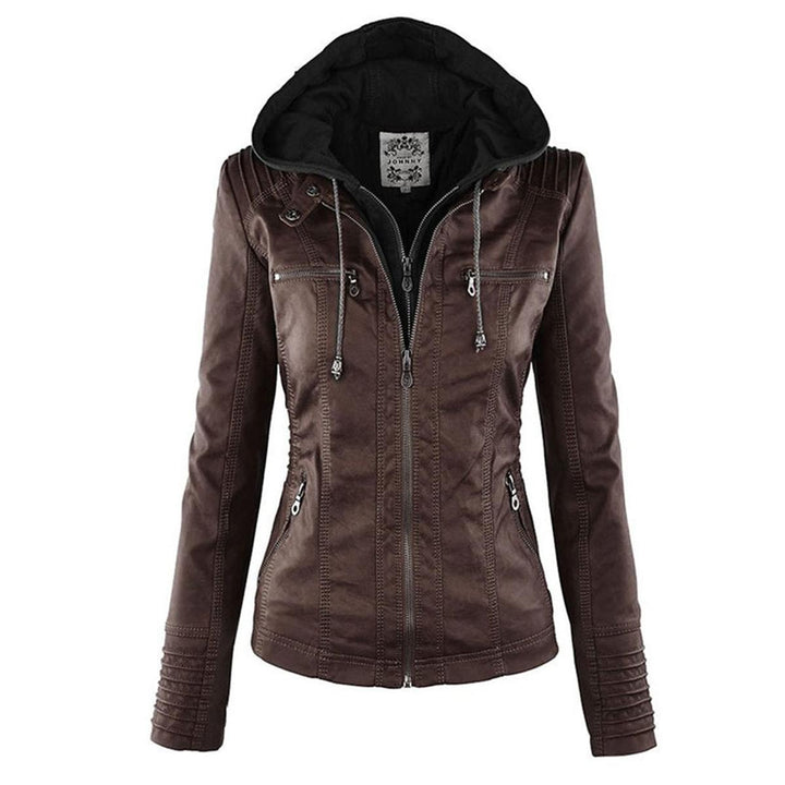 Damen Kapuzenjacke mit Reißverschluss, Biker-Stil, für einen lässig-eleganten Auftritt.
