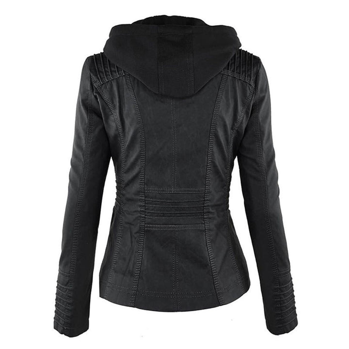 Moderne khaki Damen Bikerjacke mit Kapuze und Reißverschluss, perfekt für Streetwear.