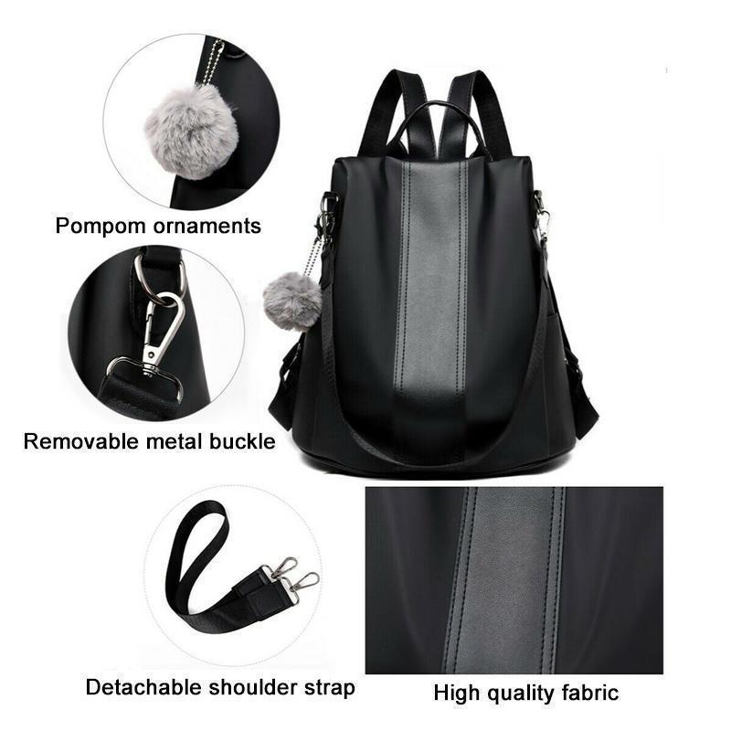 Stylischer Damen Anti-Diebstahl Rucksack in Khaki, wasserdicht aus Nylon/PU-Leder für Alltag & Reise.