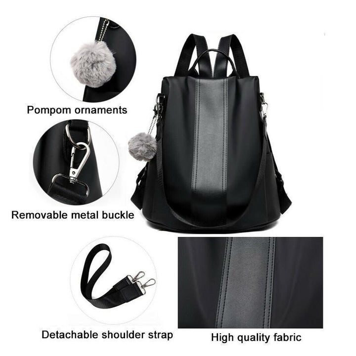 Stylischer Damen Anti-Diebstahl Rucksack in Khaki, wasserdicht aus Nylon/PU-Leder für Alltag & Reise.
