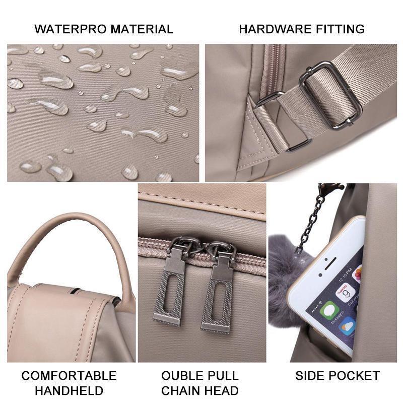 Brauner PU-Leder Damen Anti-Diebstahl Rucksack, wasserdicht und elegant für Stadtbummel und Urlaub.