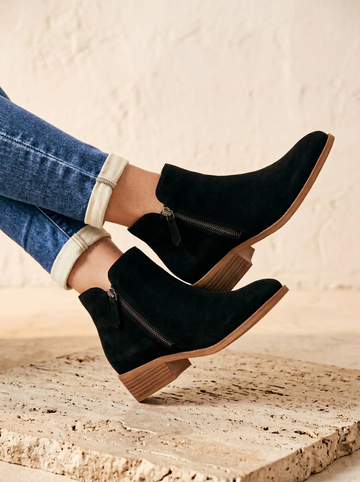 Casual Damen Stiefeletten mit Blockabsatz, Reißverschluss. Bequeme Alltags-Schuhe für Freizeit & Büro.